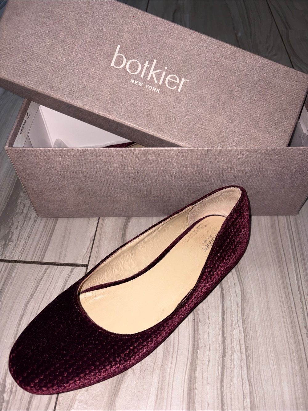 Botkier Women's Merlot Velvet Ballet Flat